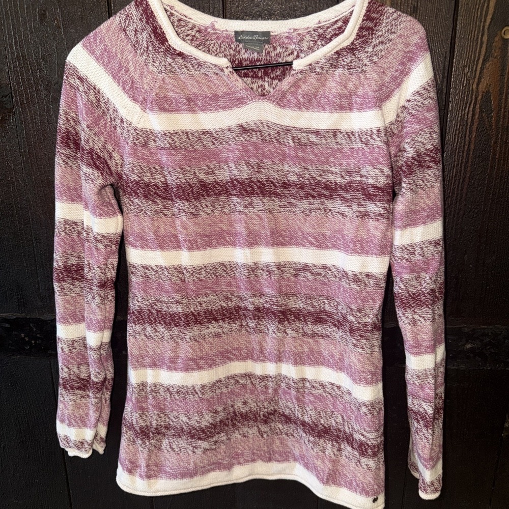 Eddie Bauer Pullover Sweater Lighter Weight Preppy Size XS 100% Cotton T15